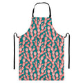 Pink Cactus Pattern Print Bib Apron With Pocket