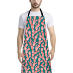 Pink Cactus Pattern Print Bib Apron With Pocket