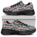 Pink Cactus Pattern Print Black Chunky Shoes