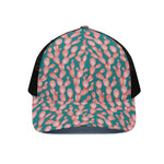 Pink Cactus Pattern Print Black Mesh Trucker Cap