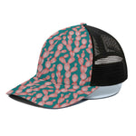 Pink Cactus Pattern Print Black Mesh Trucker Cap