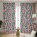 Pink Cactus Pattern Print Dimout Pencil Pleat Curtains