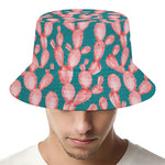 Pink Cactus Pattern Print Bucket Hat