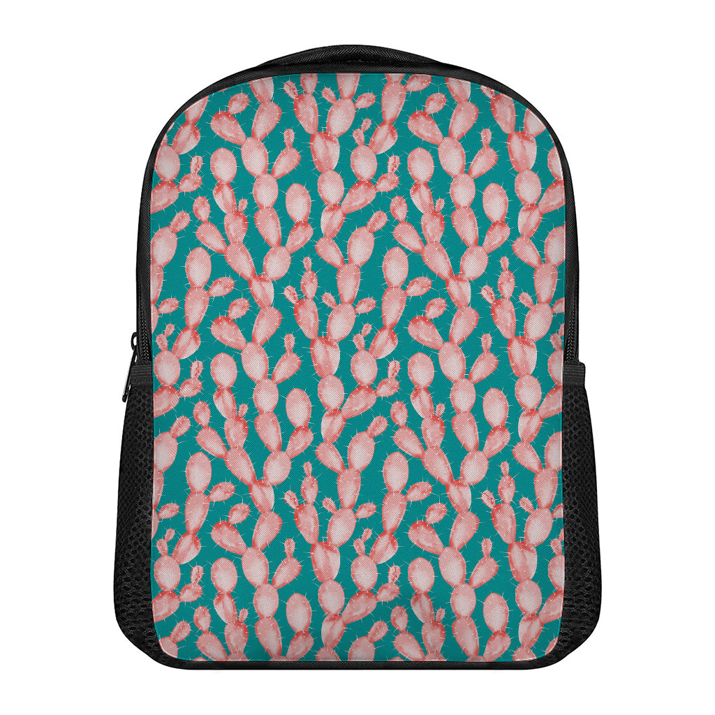 Pink Cactus Pattern Print Casual Backpack