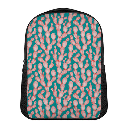 Pink Cactus Pattern Print Casual Backpack