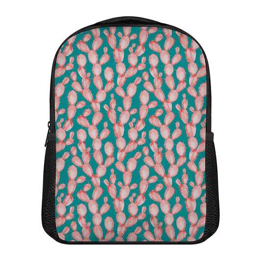 Pink Cactus Pattern Print Casual Backpack