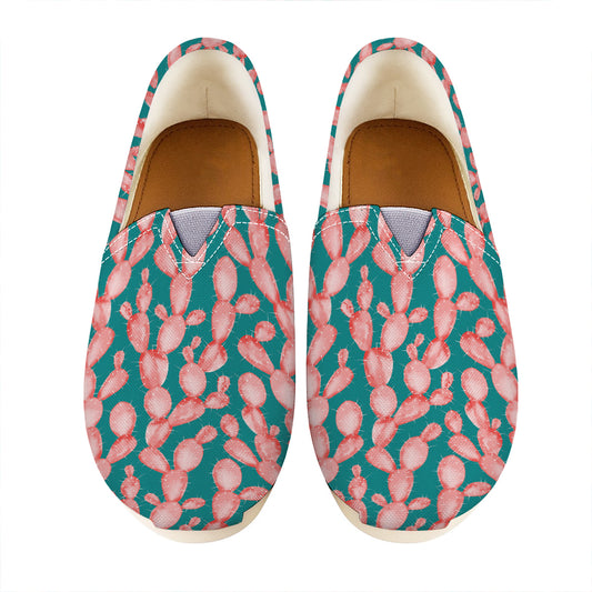 Pink Cactus Pattern Print Casual Shoes