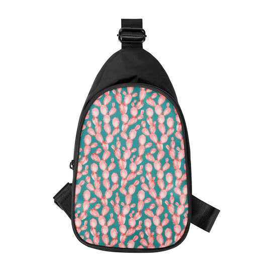 Pink Cactus Pattern Print Chest Bag