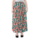 Pink Cactus Pattern Print Chiffon Maxi Skirt