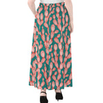 Pink Cactus Pattern Print Chiffon Maxi Skirt