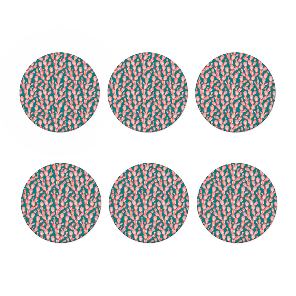 Pink Cactus Pattern Print Coaster Set
