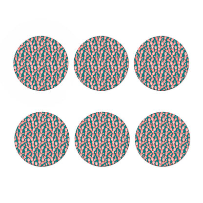 Pink Cactus Pattern Print Coaster Set