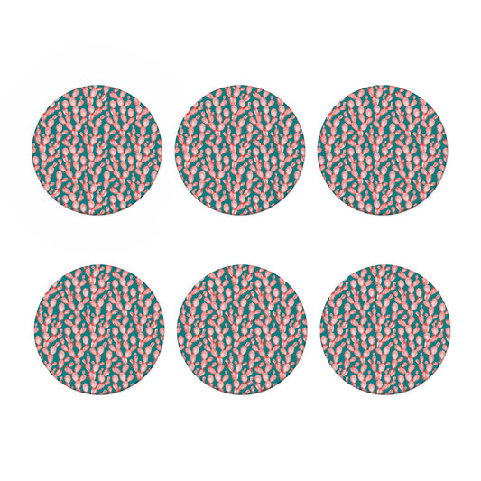 Pink Cactus Pattern Print Coaster Set