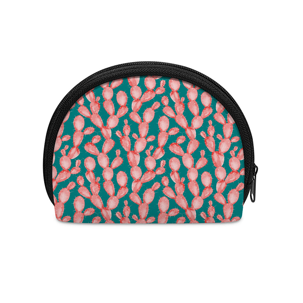 Pink Cactus Pattern Print Coin Purse