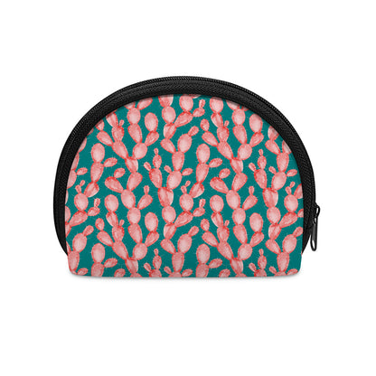 Pink Cactus Pattern Print Coin Purse