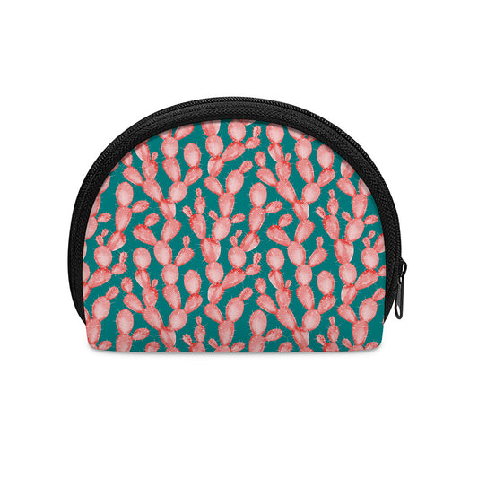 Pink Cactus Pattern Print Coin Purse