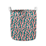 Pink Cactus Pattern Print Collapsible Laundry Basket