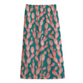 Pink Cactus Pattern Print Cotton Front Slit Maxi Skirt