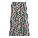 Pink Cactus Pattern Print Cotton Front Slit Maxi Skirt