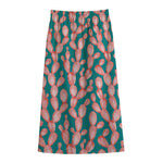 Pink Cactus Pattern Print Cotton Front Slit Maxi Skirt