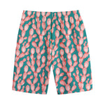 Pink Cactus Pattern Print Cotton Shorts