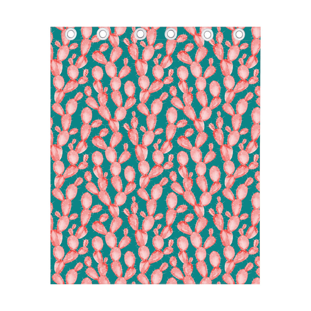 Pink Cactus Pattern Print Curtain