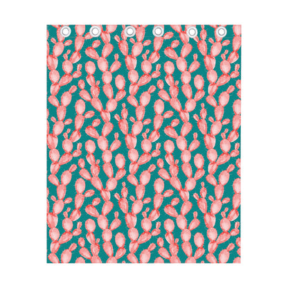 Pink Cactus Pattern Print Curtain