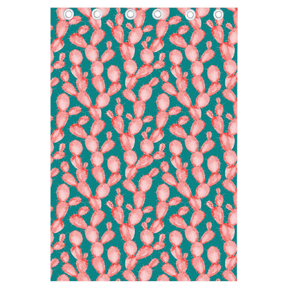 Pink Cactus Pattern Print Curtain