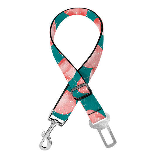 Pink Cactus Pattern Print Dog Seat Belt
