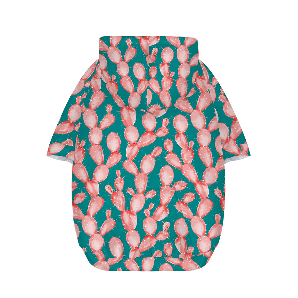 Pink Cactus Pattern Print Dog Zip Up Hoodie