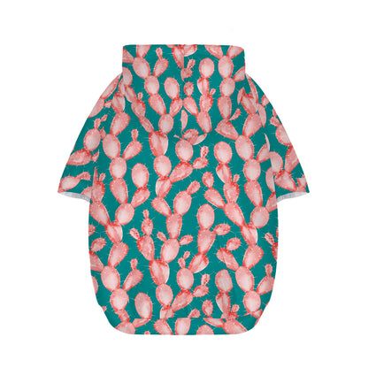 Pink Cactus Pattern Print Dog Zip Up Hoodie