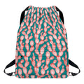 Pink Cactus Pattern Print Drawstring Backpack