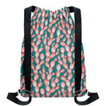 Pink Cactus Pattern Print Drawstring Backpack