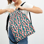 Pink Cactus Pattern Print Drawstring Backpack