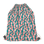 Pink Cactus Pattern Print Drawstring Bag