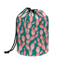 Pink Cactus Pattern Print Drawstring Makeup Bag