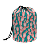 Pink Cactus Pattern Print Drawstring Makeup Bag