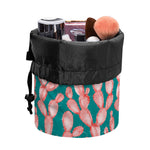 Pink Cactus Pattern Print Drawstring Makeup Bag