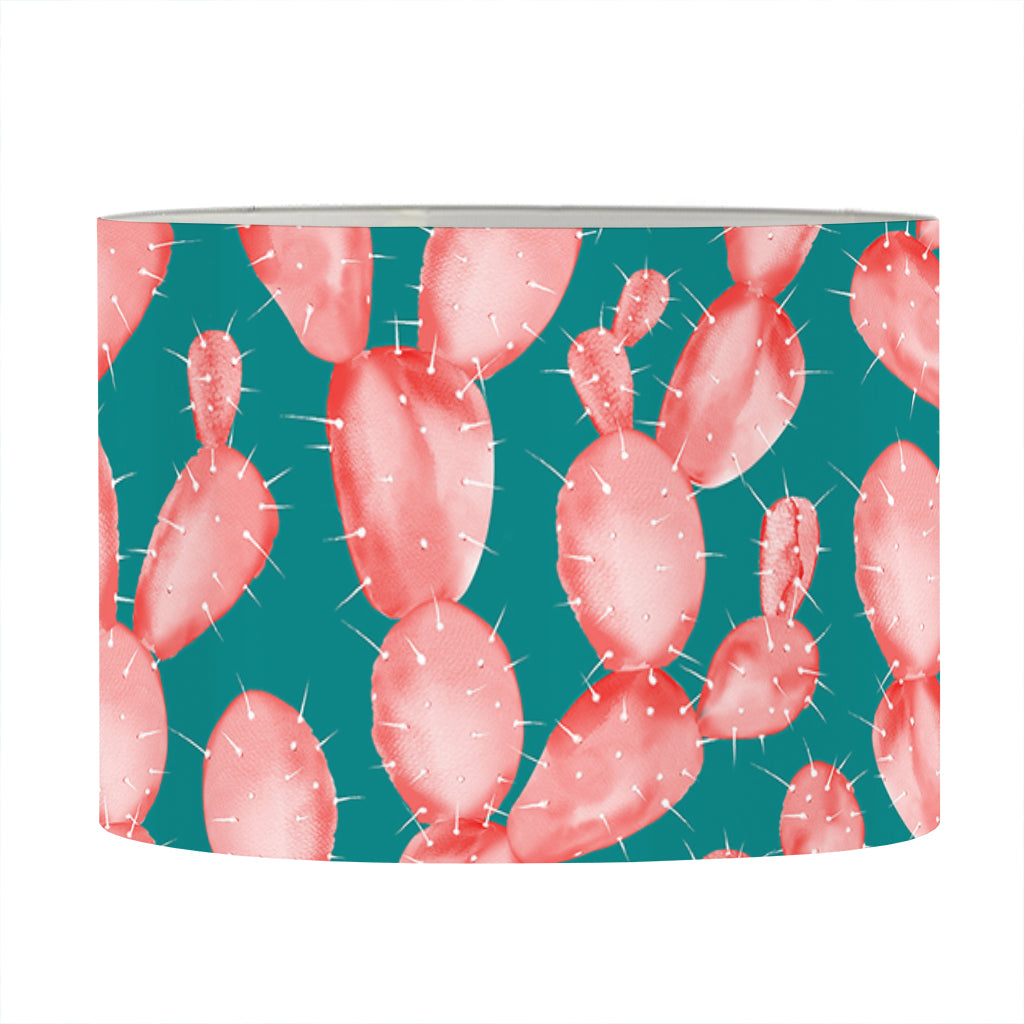 Pink Cactus Pattern Print Drum Lamp Shade