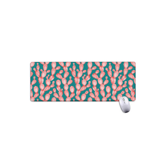 Pink Cactus Pattern Print Extended Mouse Pad