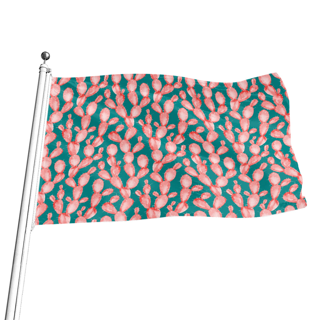 Pink Cactus Pattern Print Flag