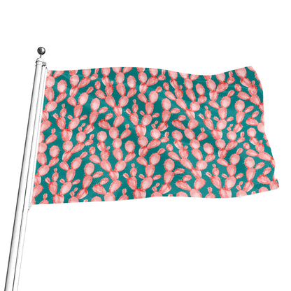 Pink Cactus Pattern Print Flag