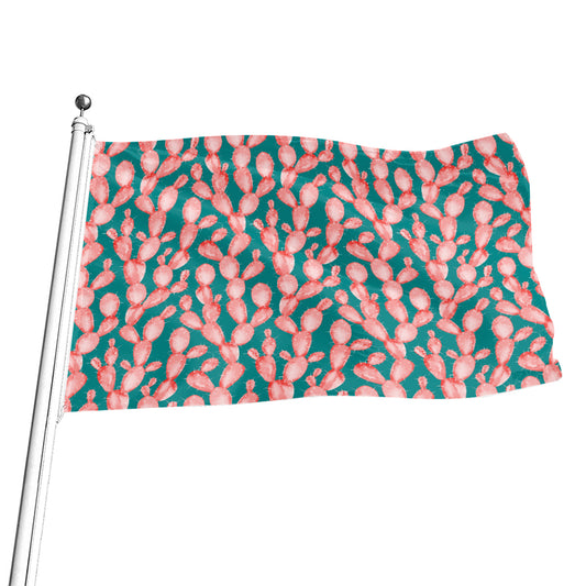 Pink Cactus Pattern Print Flag