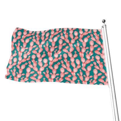 Pink Cactus Pattern Print Flag