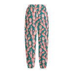 Pink Cactus Pattern Print Fleece Lined Knit Pants