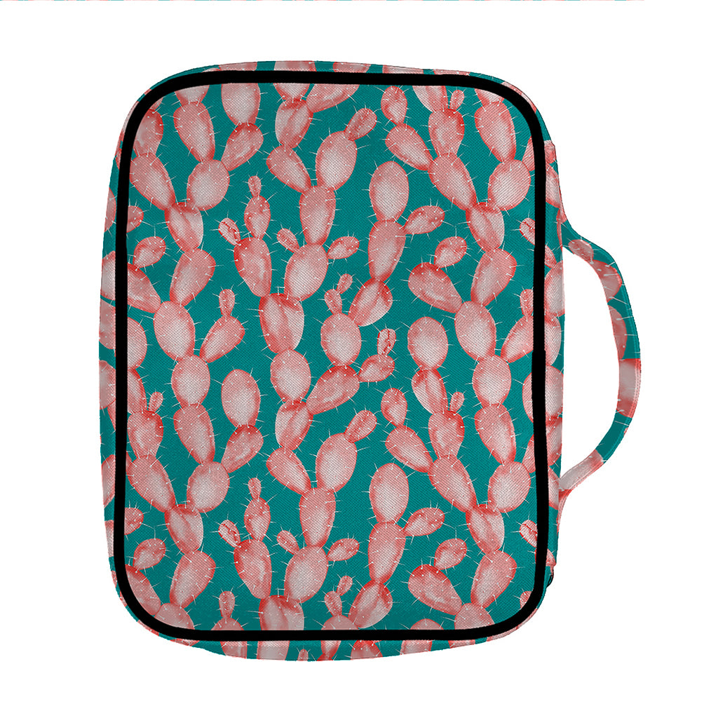 Pink Cactus Pattern Print Front Pocket Bible Bag