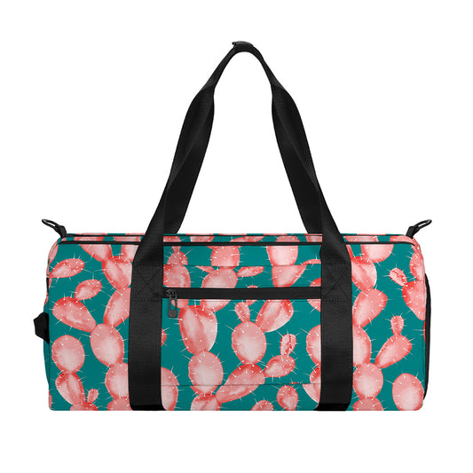 Pink Cactus Pattern Print Gym Bag