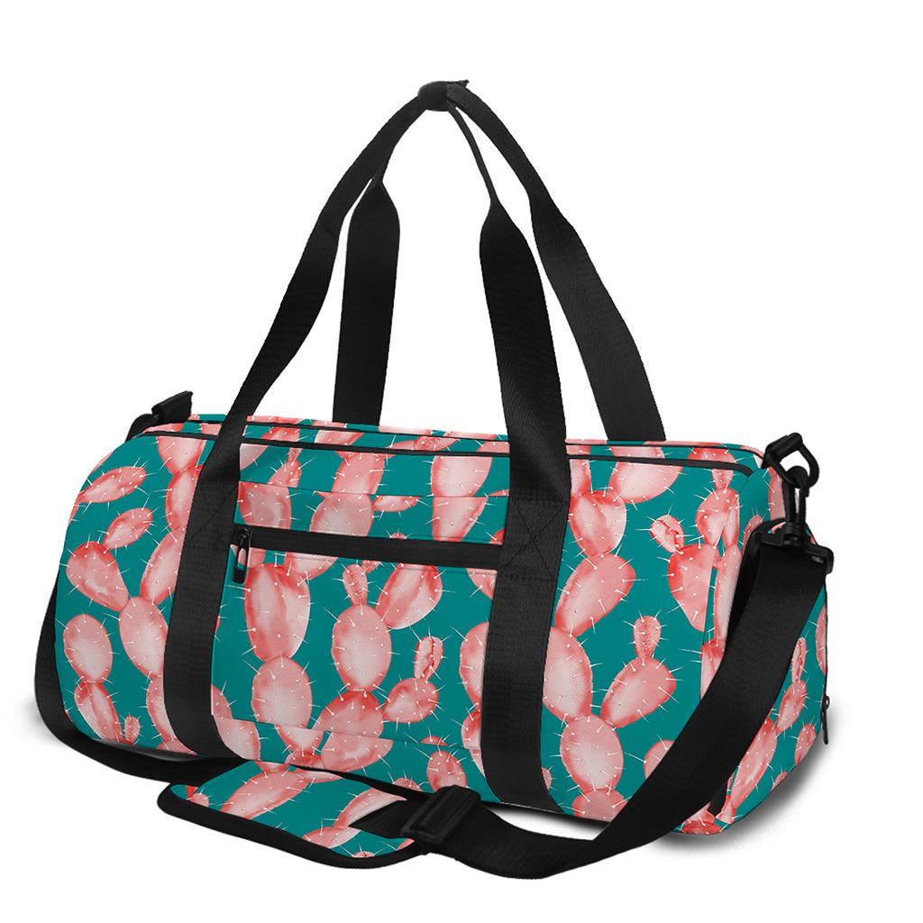 Pink Cactus Pattern Print Gym Bag