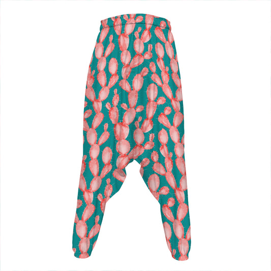 Pink Cactus Pattern Print Hammer Pants