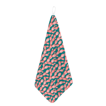 Pink Cactus Pattern Print Hand Towel
